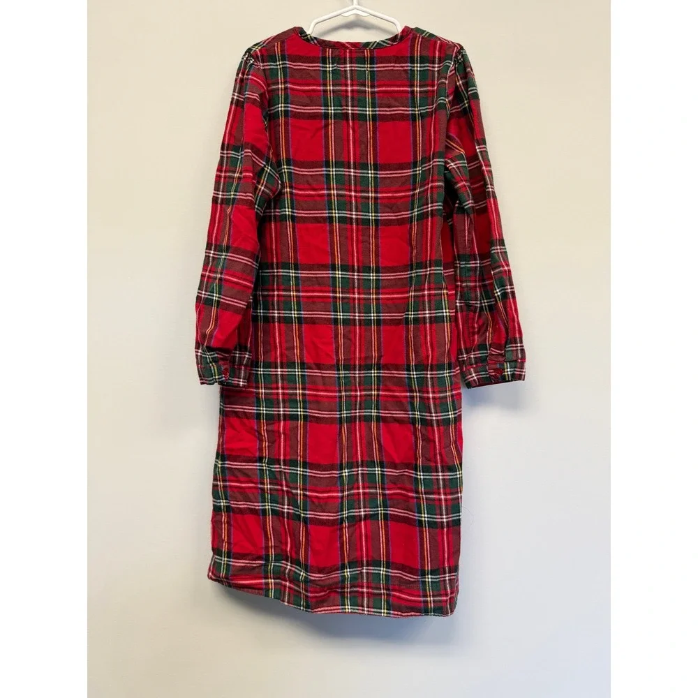 Petite Plume Kids Red Tartan Plaid Flannel Nightgown Sleep Dress Siz 8 Christmas